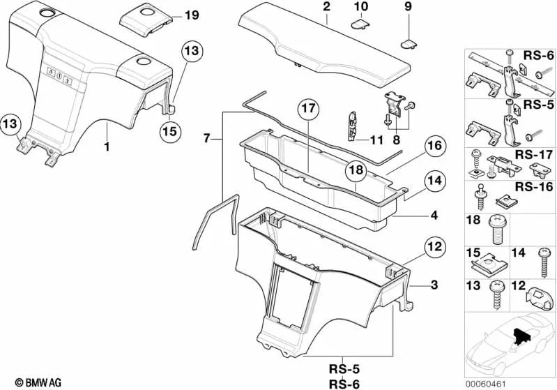 Juego de Tapas para Caja de Almacenamiento para BMW (OEM 51168399063). Original BMW