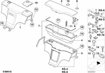 Juego de Tapas para Caja de Almacenamiento para BMW (OEM 51168399063). Original BMW