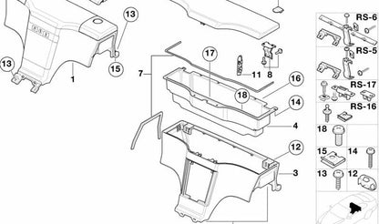 Involta la scatola di archiviazione centrale per BMW (OEM 51168400252). BMW originale