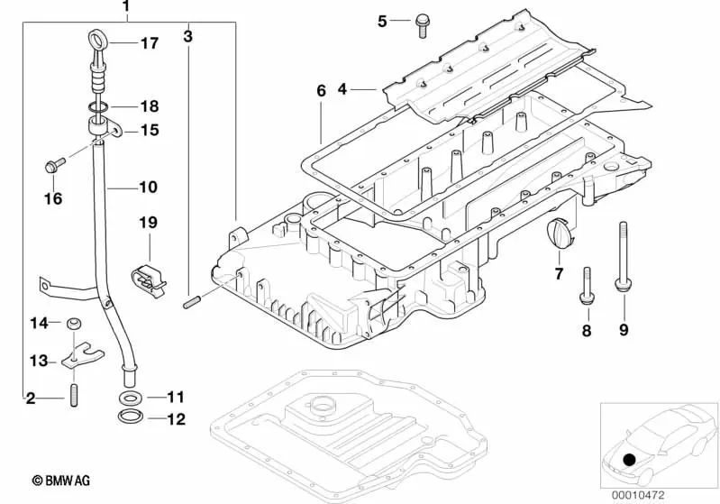 Oberes Ölkurbel für BMW E34, E32, E31 (OEM 11131436953). Original BMW.