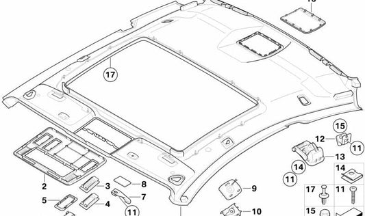 Cubierta del techo delantera para BMW Serie 6 E63, E63N (OEM 51447898303). Original BMW