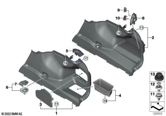 Cubierta de revestimiento para BMW Serie 7 G70 (OEM 51475A3B336). Original BMW