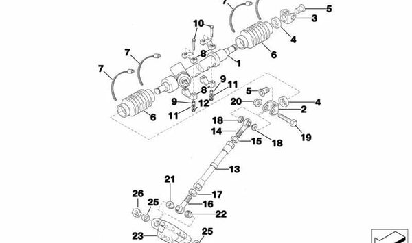 Soporte para barra de dirección OEM 32112483722 para BMW Serie 5 (F10, F11), Serie 6 (F12, F13), Serie 7 (F01, F02). Original BMW.