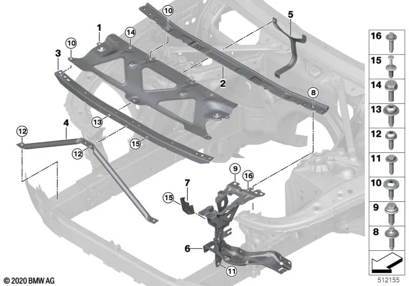 V-Support for BMW 5 Series F90, G30, G31, 6 Series G32, 7 Series G11, G12, 8 Series F92, G15 (OEM 51647357211). Genuine BMW