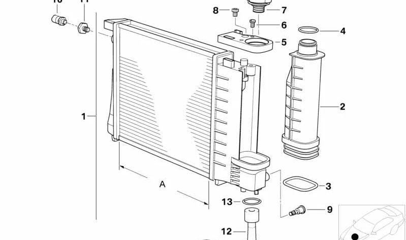 Junta de estanqueidad para BMW Serie 3 E30, E36 Serie 5 E34, E39 (OEM 17111712966). Original BMW