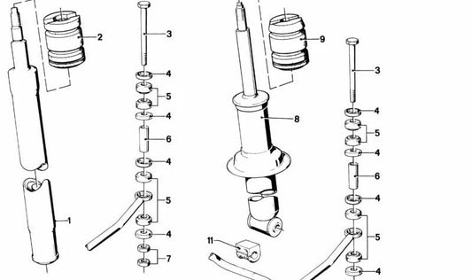 OEM 33521121217 Absorvedor de choque da suspensão traseira para BMW E24. BMW original.