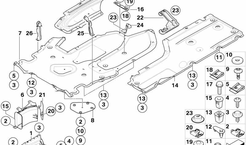 Cubierta inferior izquierda para BMW Serie 6 E63, E64 (OEM 51717203951). Original BMW