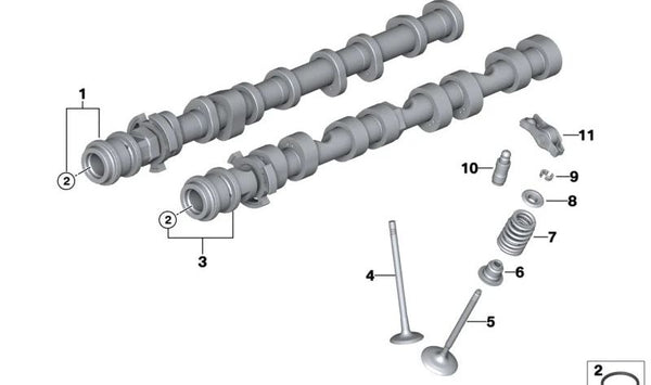 Árbol de levas de escape para BMW Serie 5 F07, F10, F11, Serie 6 F12, F13, Serie 7 F01, F02, F04, X5 E70N, X6 E71, E72 (OEM 11317629526). Original BMW.