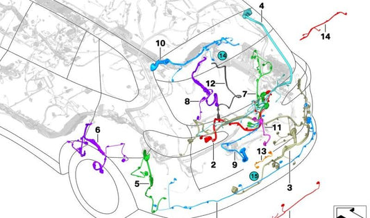 Rear Right Wiring Harness Repair for BMW X5 F95, G05, G18, X6 F96, G06 (OEM 61115A0A2B7). Original BMW
