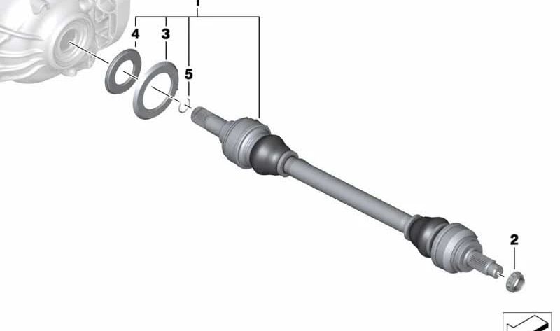 Eje de transmisión derecho para BMW F01N, F02N (OEM 33208635936). Original BMW