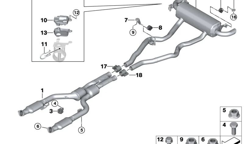 Links hintere Stille OEM 18307933854 für BMW G20, G21, G28, G22, G23, G26, G70. Original BMW.