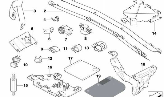 Placa de retencion para BMW E81, E87, E88, E46, E90, E91, E92, E93, E38, E84, E83 (OEM 12527575203). Original BMW