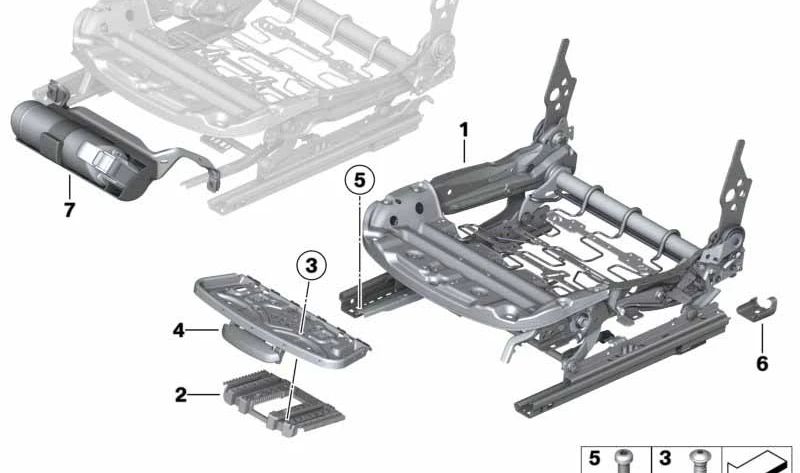 Mecanismo de asiento deportivo izquierdo OEM 52107285857 para BMW F21, F22, F23, F87, F32, F82. Original BMW.