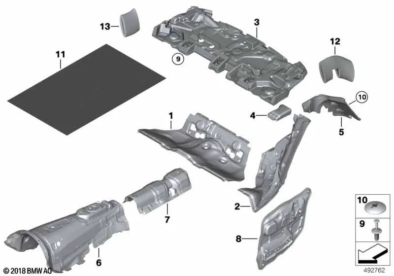 Schalldämmung der linken Hintertür für BMW F10, F11 (OEM 51487366707). Original BMW