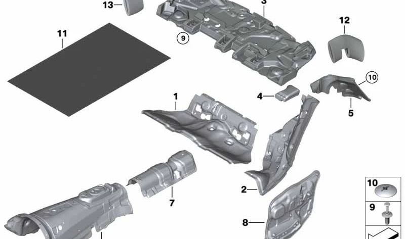 Aislante acústico OEM 51489163105 para BMW F10, F18. Original BMW.