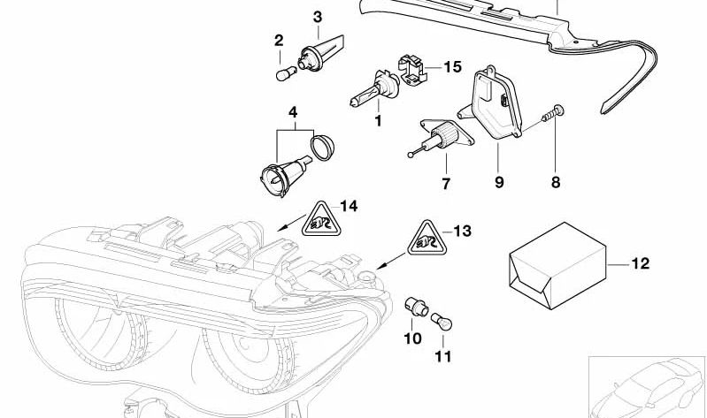 Tapa de ajuste del alcance del faro para BMW E65, E66 (OEM 63126916092). Original BMW