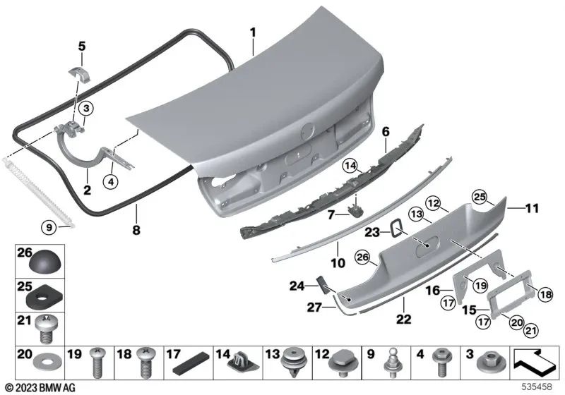 Tirador del Portón Trasero para BMW Serie 7 G11N, G12N (OEM 51137485267). Original BMW.