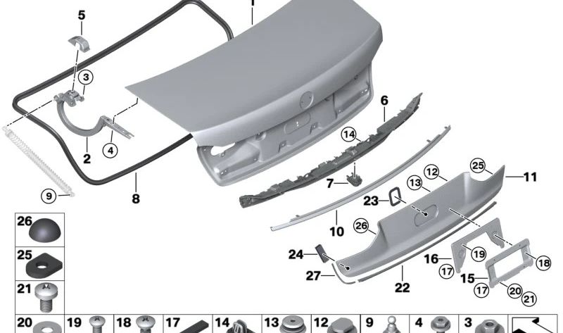 Junta de la puerta trasera para BMW G11, G11N, G12, G12N (OEM 51767357103). Original BMW