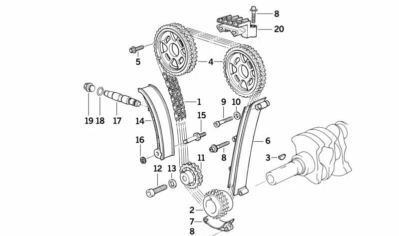 Rueda de retorno para BMW Serie 3 E30, E36 (OEM 11311727569). Original BMW