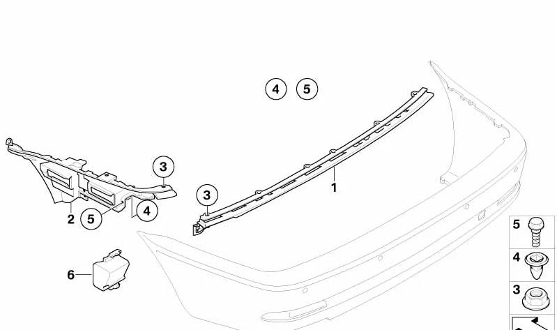 Guía derecha para BMW Serie 3 E46 (OEM 51127065482). Original BMW