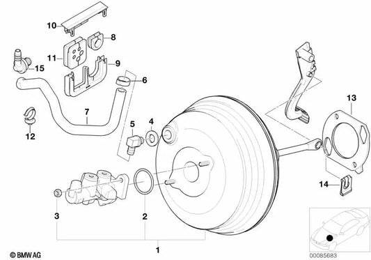 Válvula antirretorno angular para BMW Serie 3 E46, X5 E53 (OEM 11667609925). Original BMW