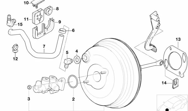 Sellado superior del tabique para BMW X5 E53 (OEM 12521438323). Original BMW