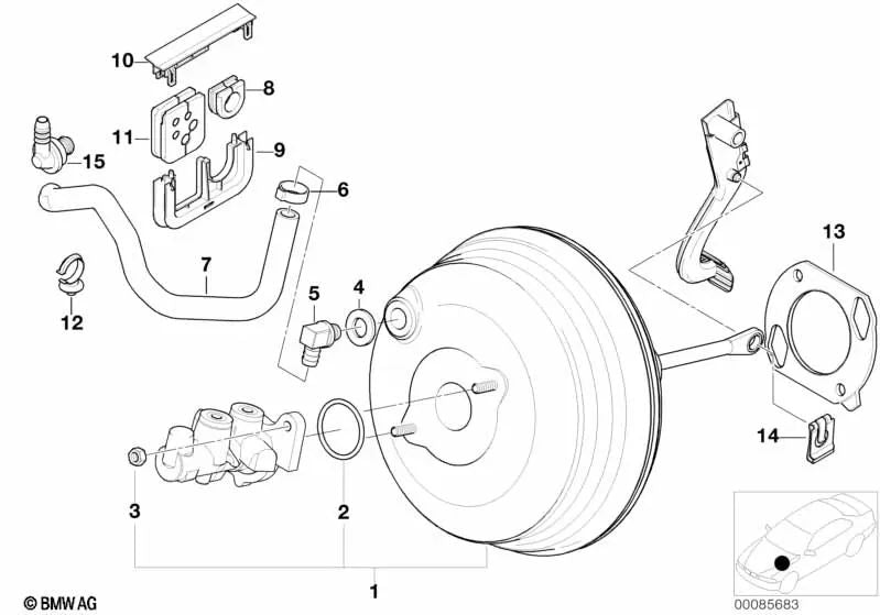 Schlauchbogen für BMW E53 (OEM 34336758683). Original BMW