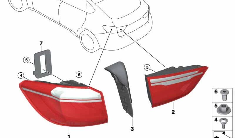 Piloto trasero portón trasero derecho para BMW F16, F86 (OEM 63217438828). Original BMW