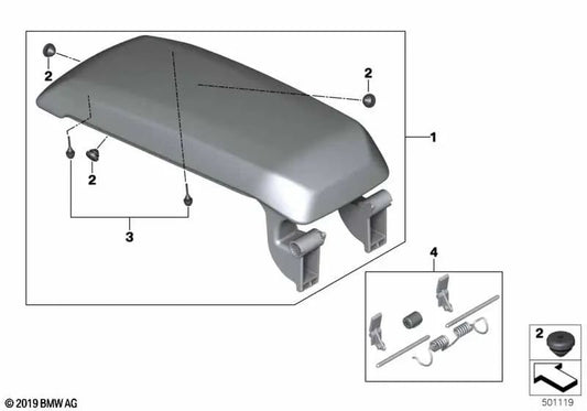 Reposabrazos Consola Central para BMW Serie 1 F40 (OEM 51165A05DB8). Original BMW