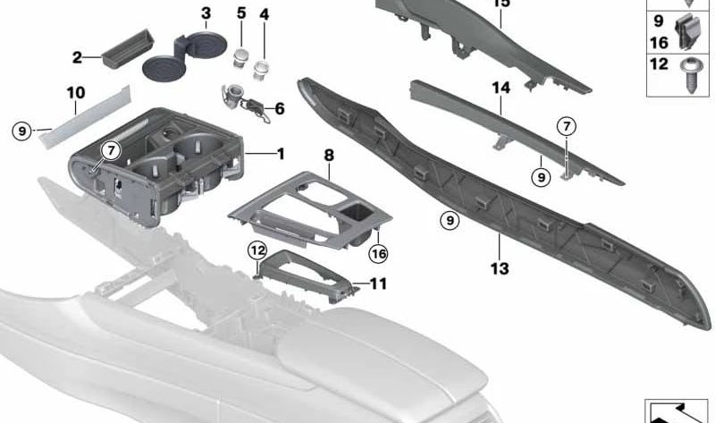 Almohadilla para la rodilla izquierda para BMW X5 F85, X6 F86 (OEM 51168061411). Original BMW