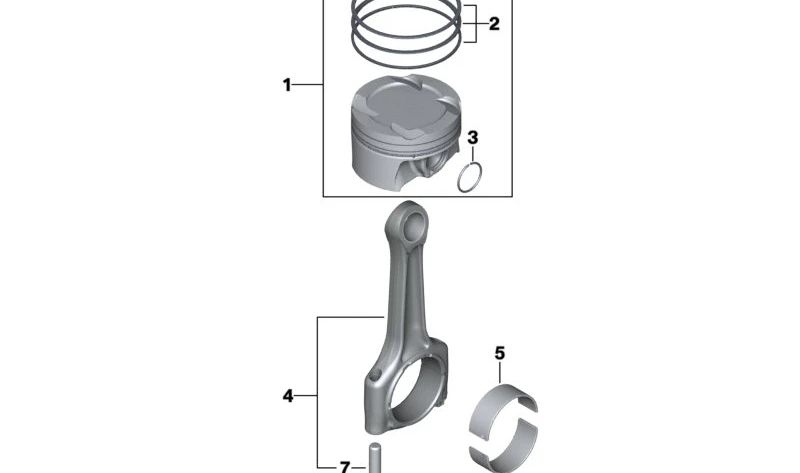 Kit de pistones OEM 11259468871 para BMW F20, F21, F52, F22, F23, F45, F46, F30, F31, F35, F32, F36, F48, F49, F39. Original BMW.