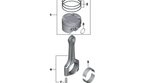 Juego de segmentos de pistón OEM 11259847276 para BMW {F52, F45, G42, G20, G28, G30, G31, G32, G11, G12, G14, G15, G16, F49, F39, G01, G02, G05, G18, G06, G07, G29}. Original BMW.