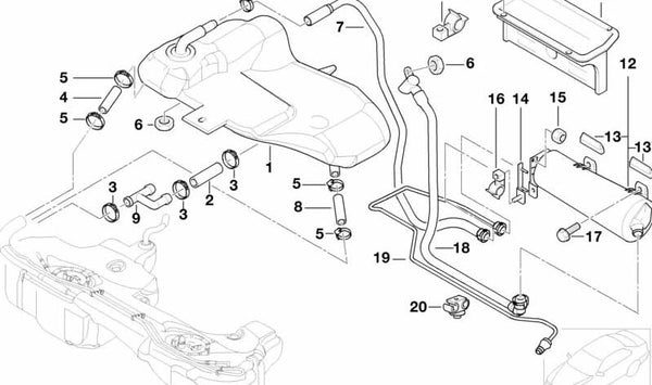 Depósito de compensación para BMW Serie 3 E46 (OEM 16132283280). Original BMW.