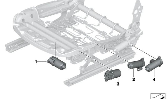 Motor adjustment Right seat OEM 52107328702 for BMW F20, F21, F22, F23, F87, F30, F31, F34, F80, F32, F36, F82, I15. Original BMW.