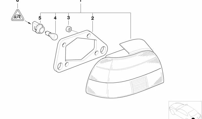 Left taillight for BMW 5 Series E39 (OEM 63216900209). Original BMW.