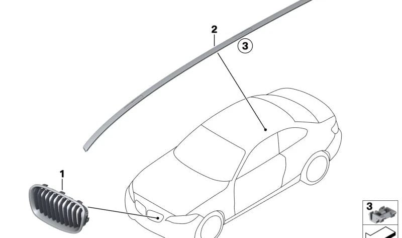 Moldura de techo derecha (imprimada) OEM 51137341750 para BMW F22, F87. Original BMW.