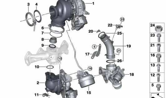 Abgasturbolader-Unterstützung für BMW F48, F39 (OEM 11658513579). Original BMW