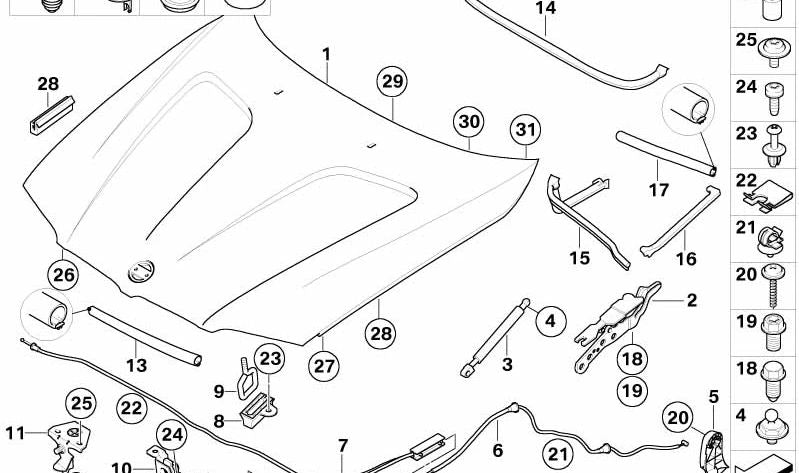 Cable de apertura OEM 51233434665 para BMW X3 E83 (2003-2010). Original BMW.