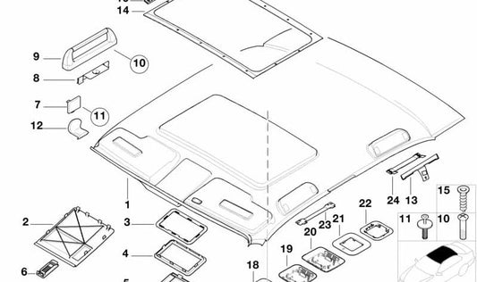 Cubierta del motor del techo corredizo para BMW E38 (OEM 51448250962). Original BMW