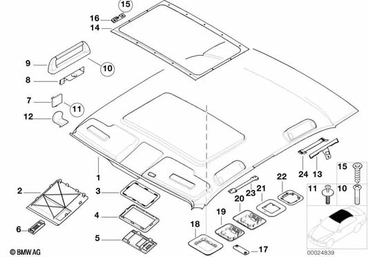 Haltegriffabdeckung für BMW 5er E39, 7er E38 (OEM 51168178991). Original BMW