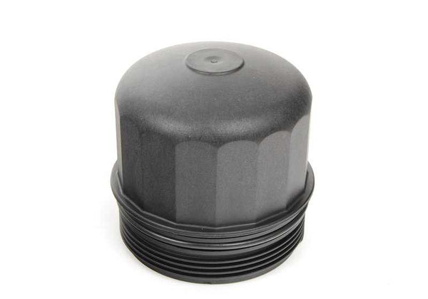 Tapa del filtro de aceite sin tornillo de drenaje para BMW F07, F10, F11, F90, G30, F06, F12, F13, F01, F02, F04, G11, G12, F91, F92, F93, G14, G15, G16, E70, F15, F85, F95, G05, E71, F16, F86, F96, G06, G07 (OEM 11427615389). Original BMW.