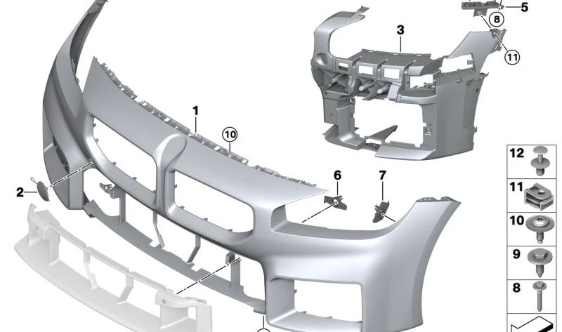 Tapa para gancho de remolque delantero imprimada OEM 51117887589 para BMW G87. Original BMW.