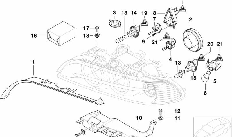 Bracket with lamp for position light for BMW E87, E39, E63, E64, E83N (OEM 63126904048). Original BMW