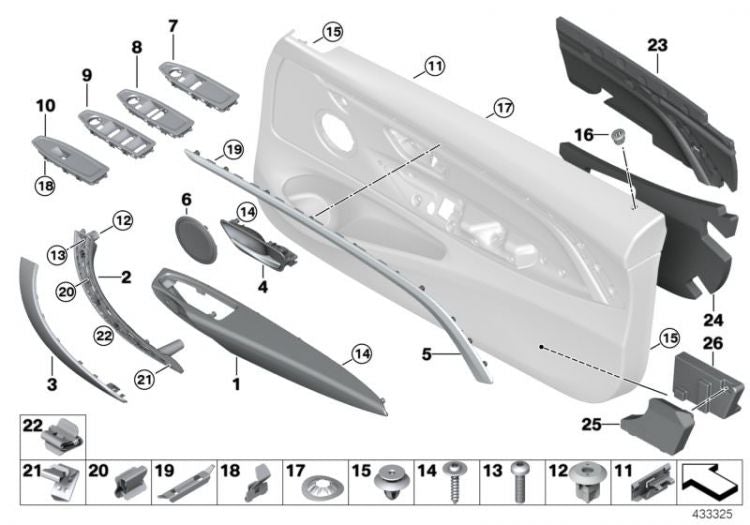 Tapa Tirador Aluminio Puerta Delanterapara Bmw F3X. Original Recambios