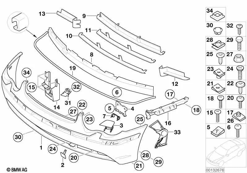 Rejilla lateral derecha para BMW Serie 7 E65, E66 (OEM 51117056094). Original BMW