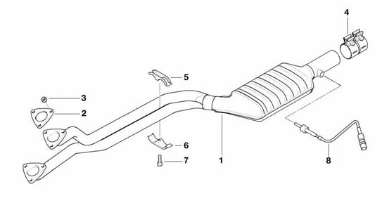 Silenciador delantero para BMW Serie 5 E39 (OEM 18101427026). Original BMW.