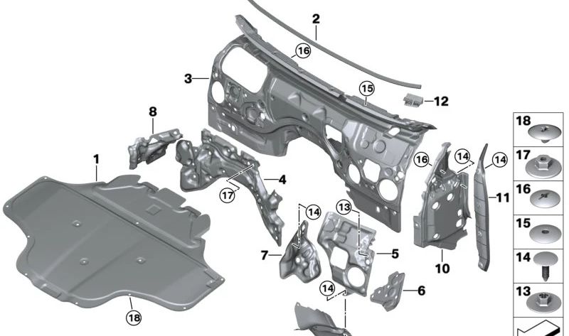 Aislamiento acústico mampara interior izquierda para BMW G60, G61, G68, G90, G70 (OEM 51489423311). Original BMW