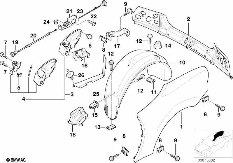 Tope de tope para BMW E36 (OEM 51178153364). Original BMW.