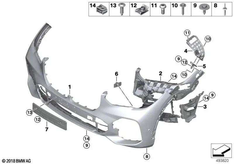 Portaplacas delantero para BMW X5 G05 (OEM 51118069223). Original BMW