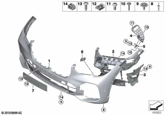 Soporte de matrícula delantero para BMW X5 G05 (OEM 51118069220). Original BMW.